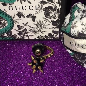 Auth BNWT Gucci spike ring: GG logo w/ box &bag
